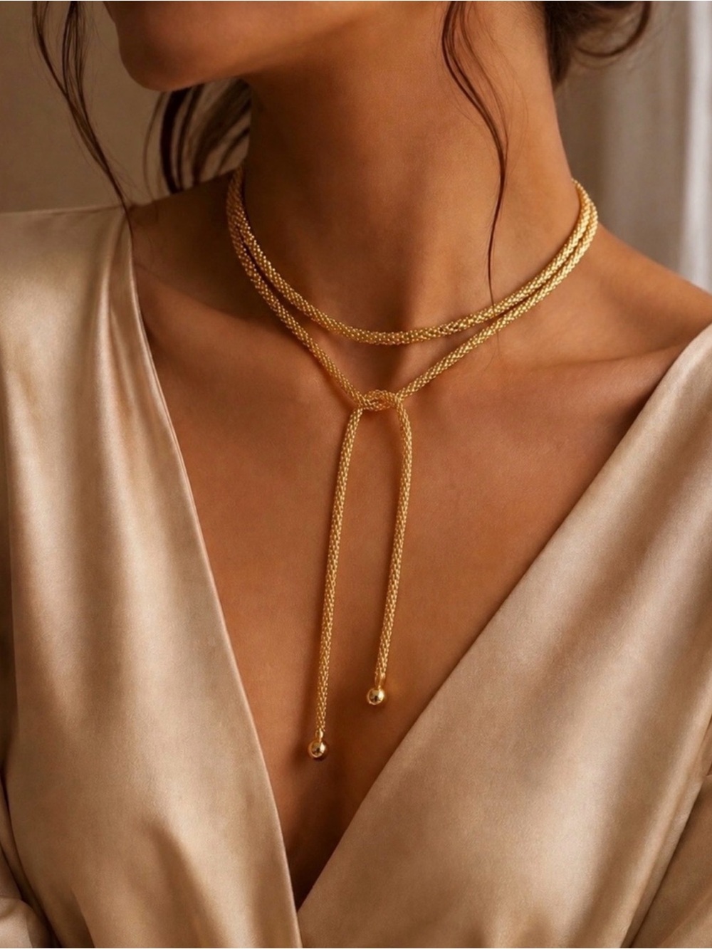 Convertible Wrap Lariat Necklace 18k gold plated - Picture 4 of 5